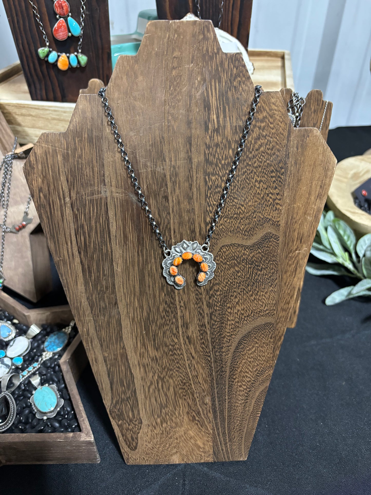 Orange Spiny 7-Stone Naja Necklace