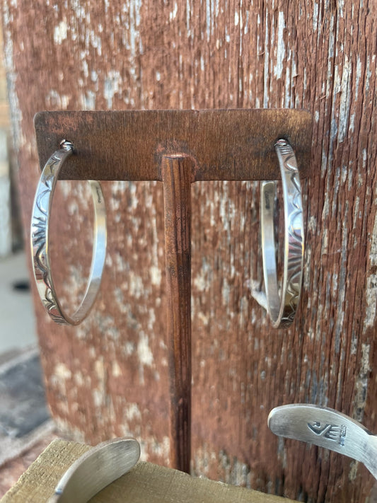 Sterling Stamped Hoops - Large