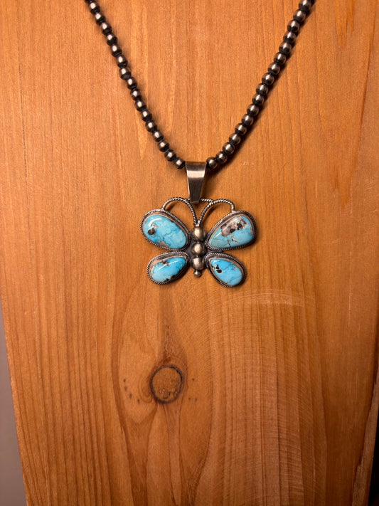 Kingman Turquoise Butterfly Pendant