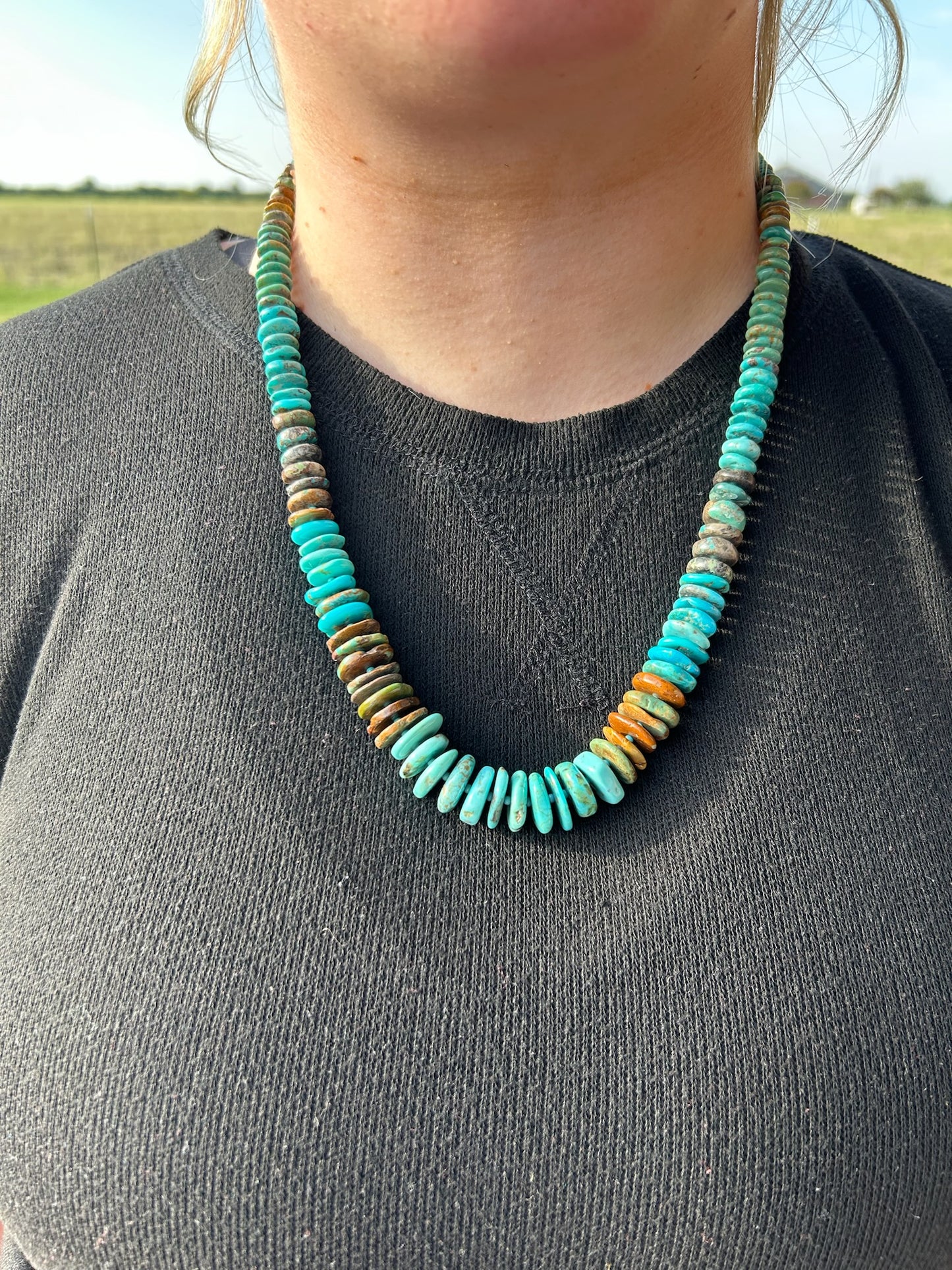 Turquoise Tri-Color Disc Necklace - MULTIPLE LENGTHS