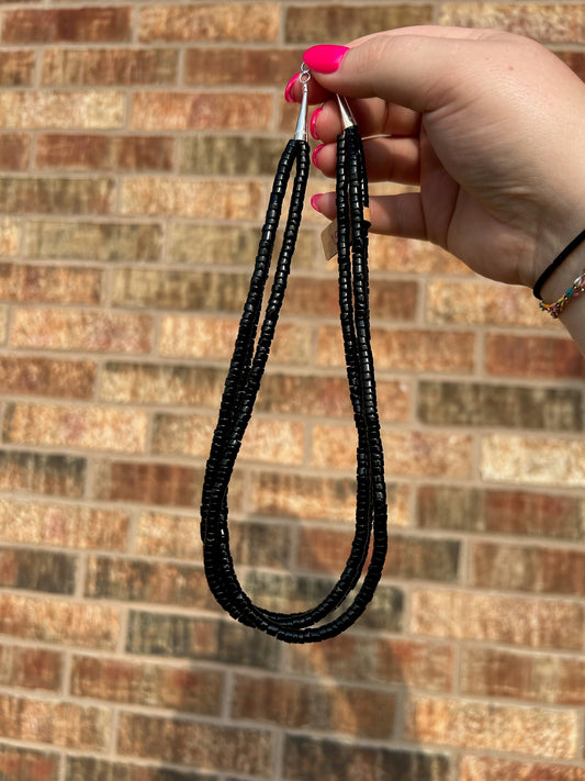 Black Onyx 3-Strand Necklace - 18"
