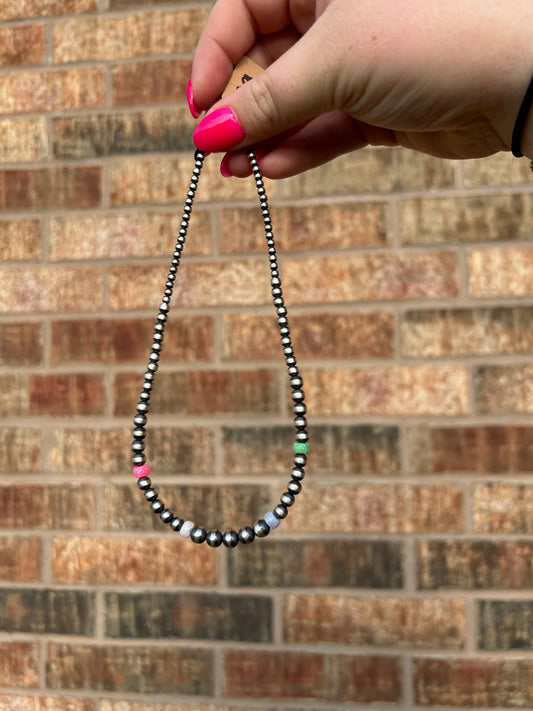 14" 3-6mm Graduated Multi-Opal Pearl Necklace