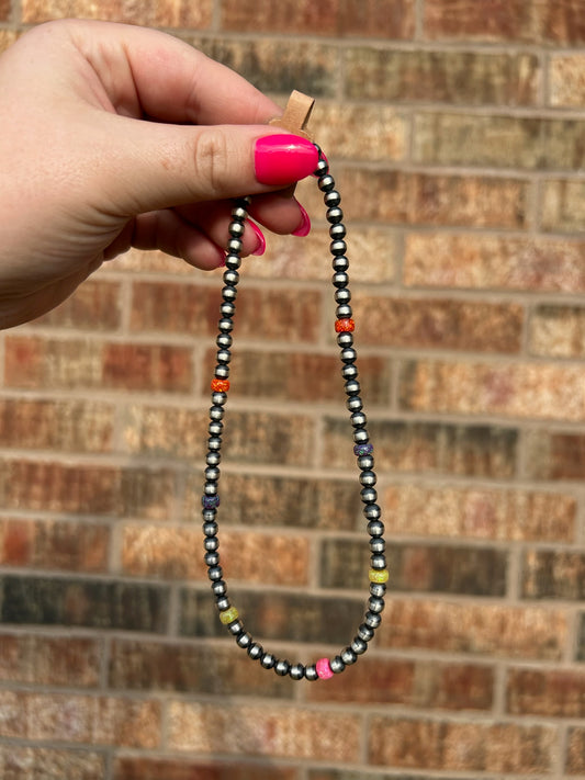 14" 5mm Multi-Opal Sterling Silver Pearl Necklace