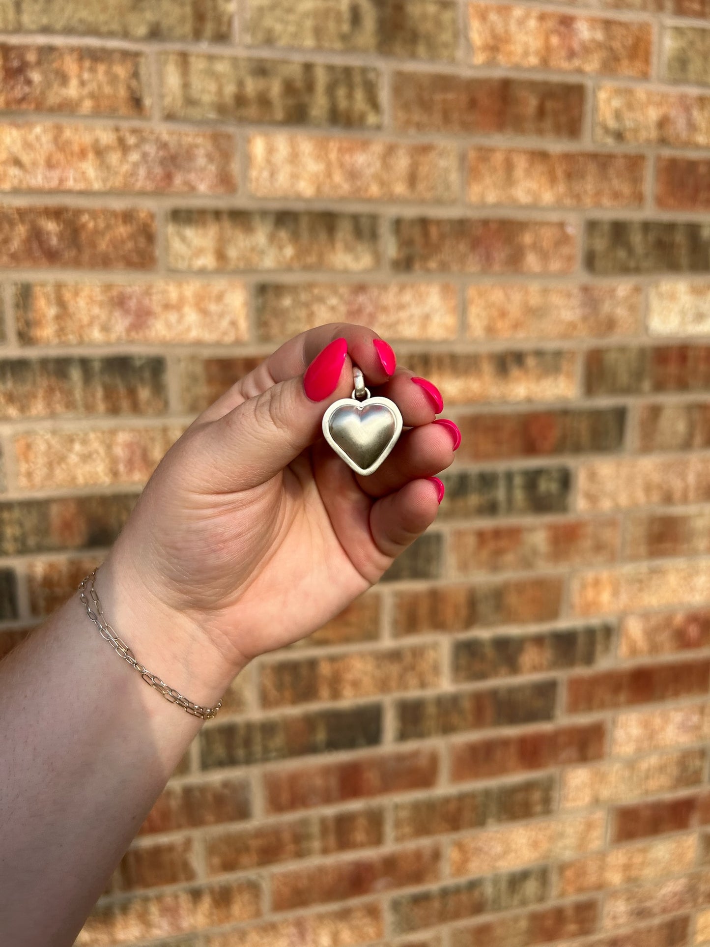 Sterling Small Puff Heart Pendant