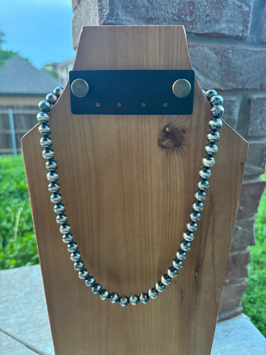 22" 10mm NSterling Silver Pearl Necklace