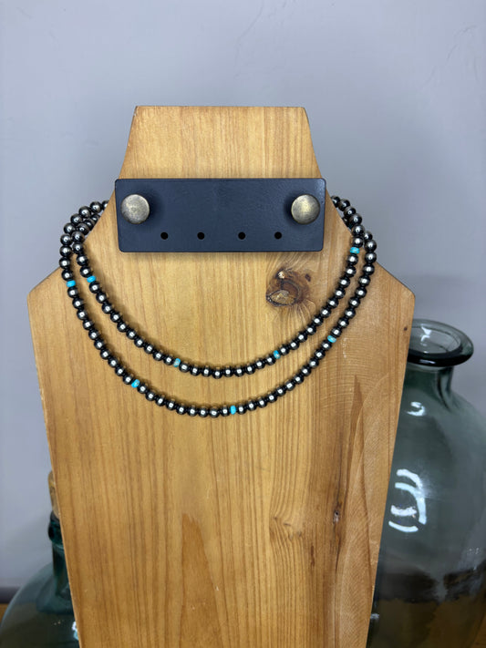 Turquoise and 6mm Sterling Pearl Necklace - MULTIPLE LENGTHS