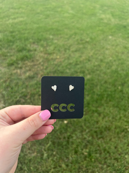 Sterling Small Hammered Heart Earrings