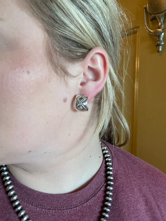Sterling Stamped Hoops - Medium