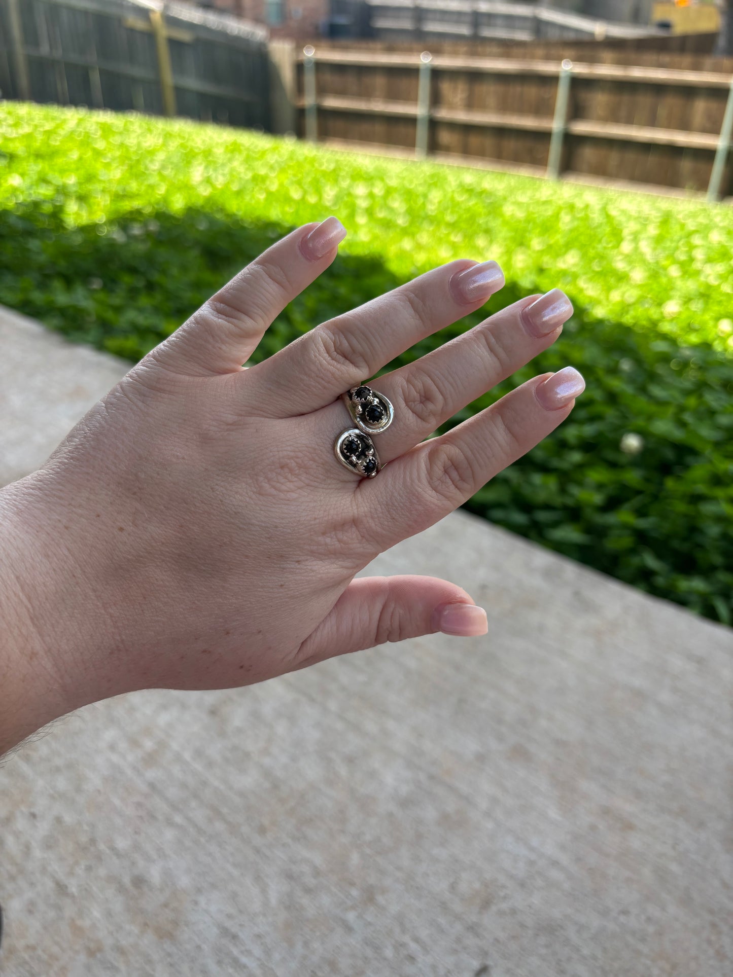 Black Onyx 4-Stone Adjustable Ring