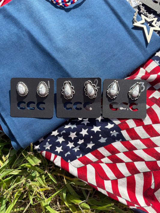 White Buffalo Teardrop Scroll Earrings - MULTIPLE VARIATIONS