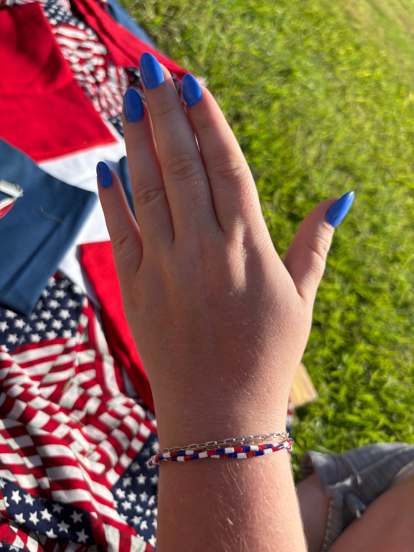 AMERICA Red, White, and Blue Checkered Bracelets
