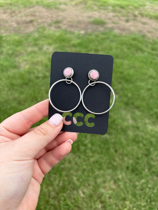 Pink Conch Sterling Post Hoops