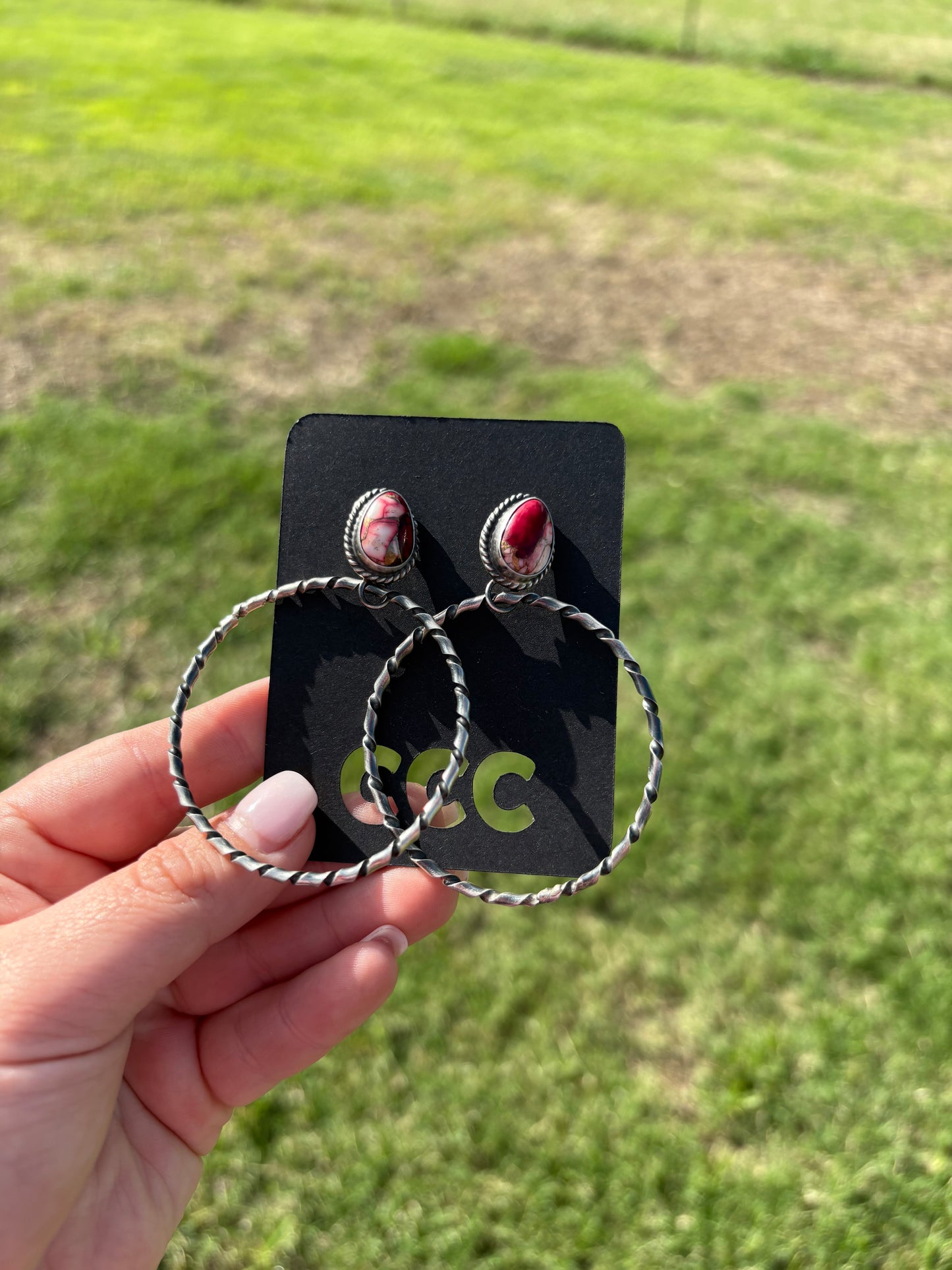 Rose Dahlia Post Hoop Earrings
