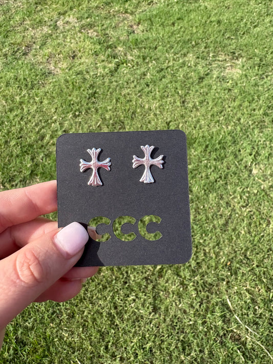 Sterling Silver Small Cross Earrings