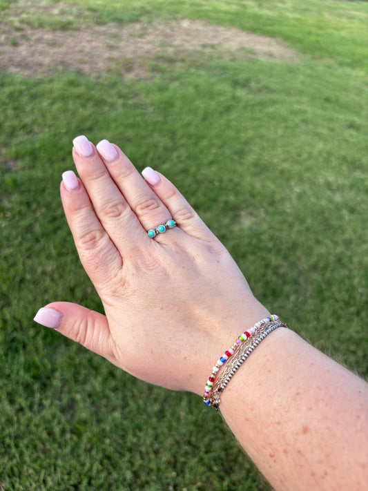 Turquoise 3-Stone Stacker Ring - MULTIPLE SIZES