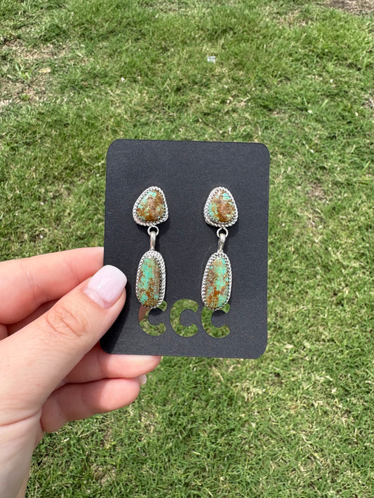 Royston Turquoise 2-Stone Dangle Earrings