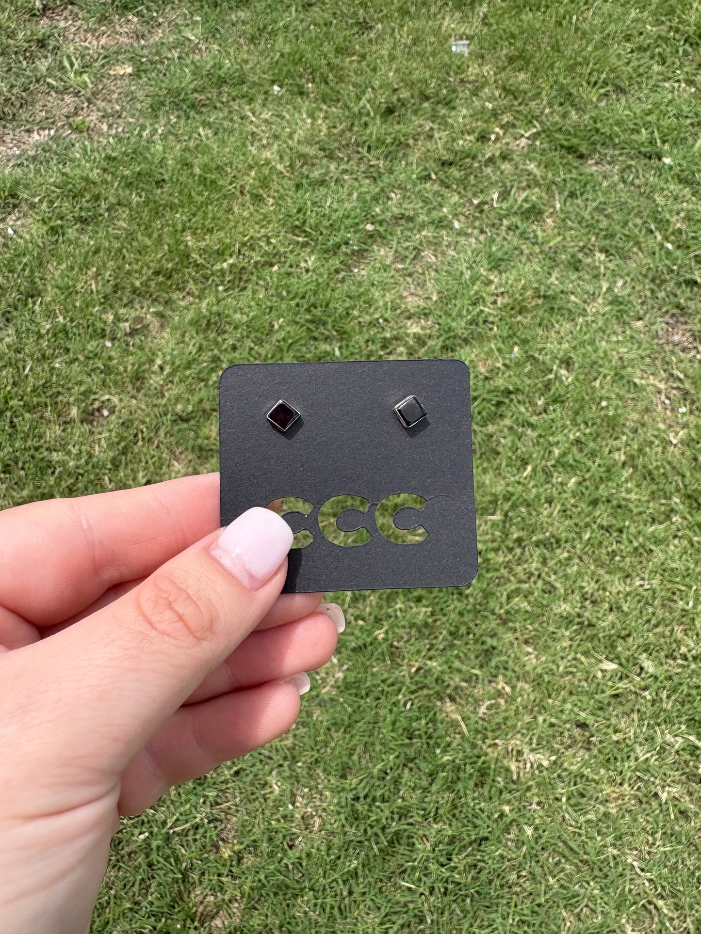 Black Onyx Small Simple Square Studs