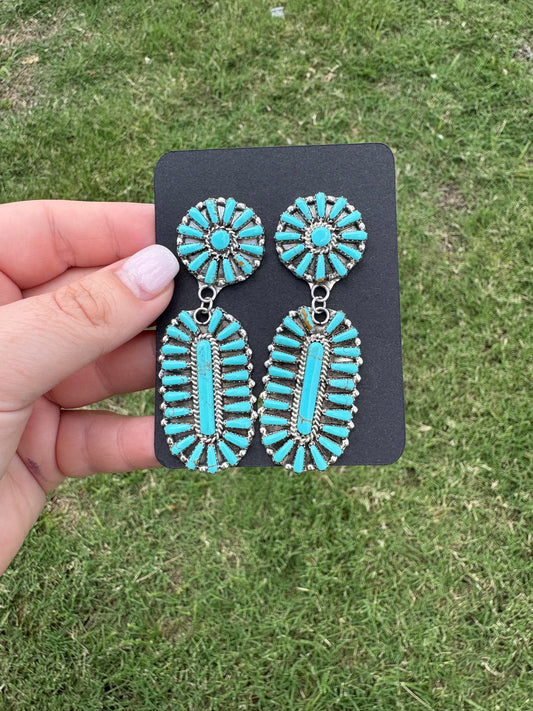 Turquoise Needle Cluster Earrings
