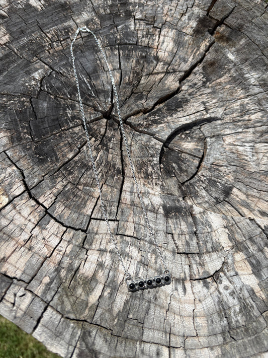 Black Onyx 5-Stone Mini Bar Necklace - 18"