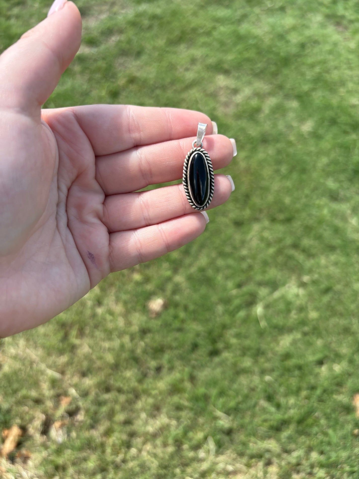 Black Onyx Skinny Oval Pendant