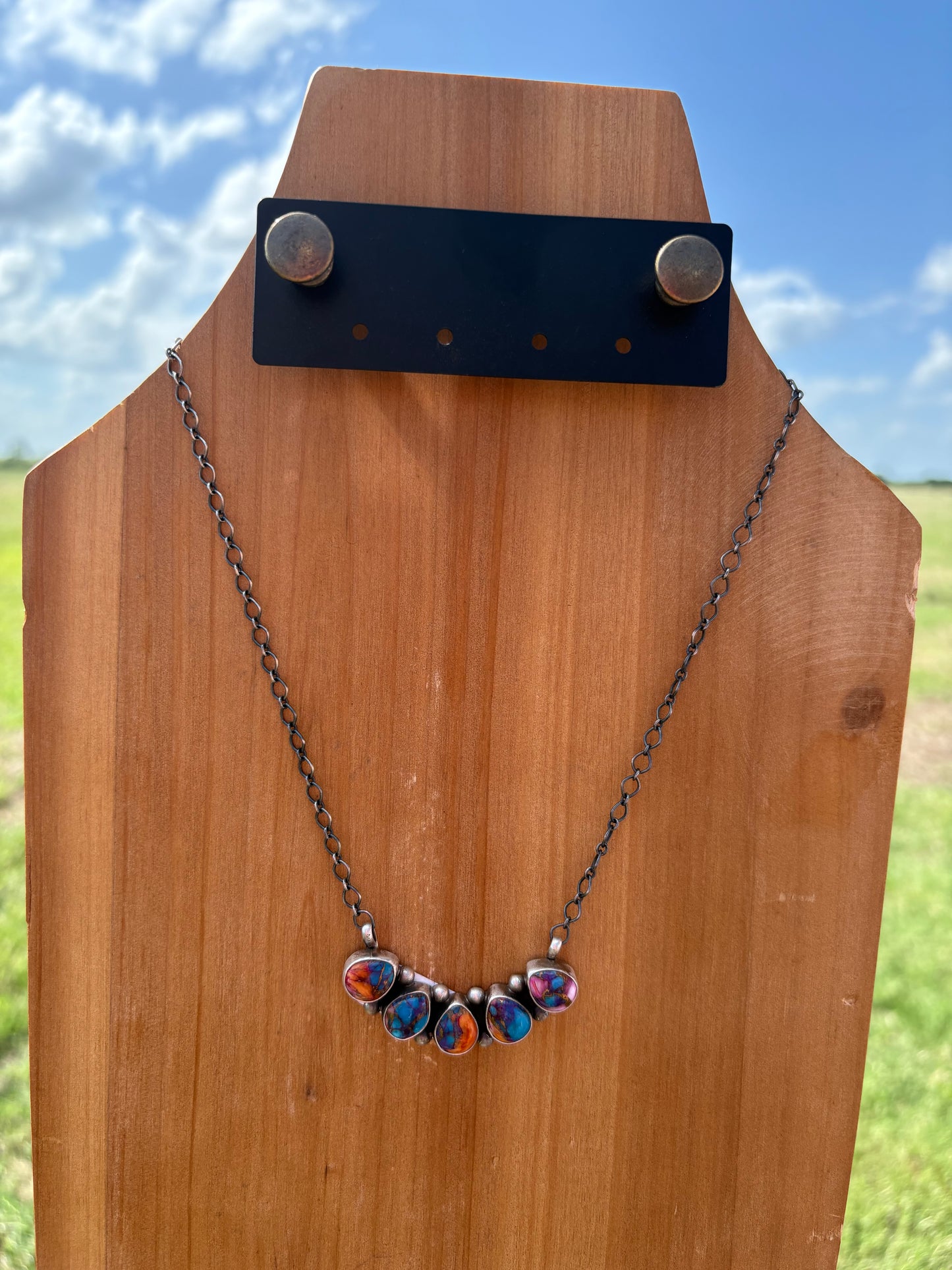 Dahlia 5-Stone Bib Necklace - 16"