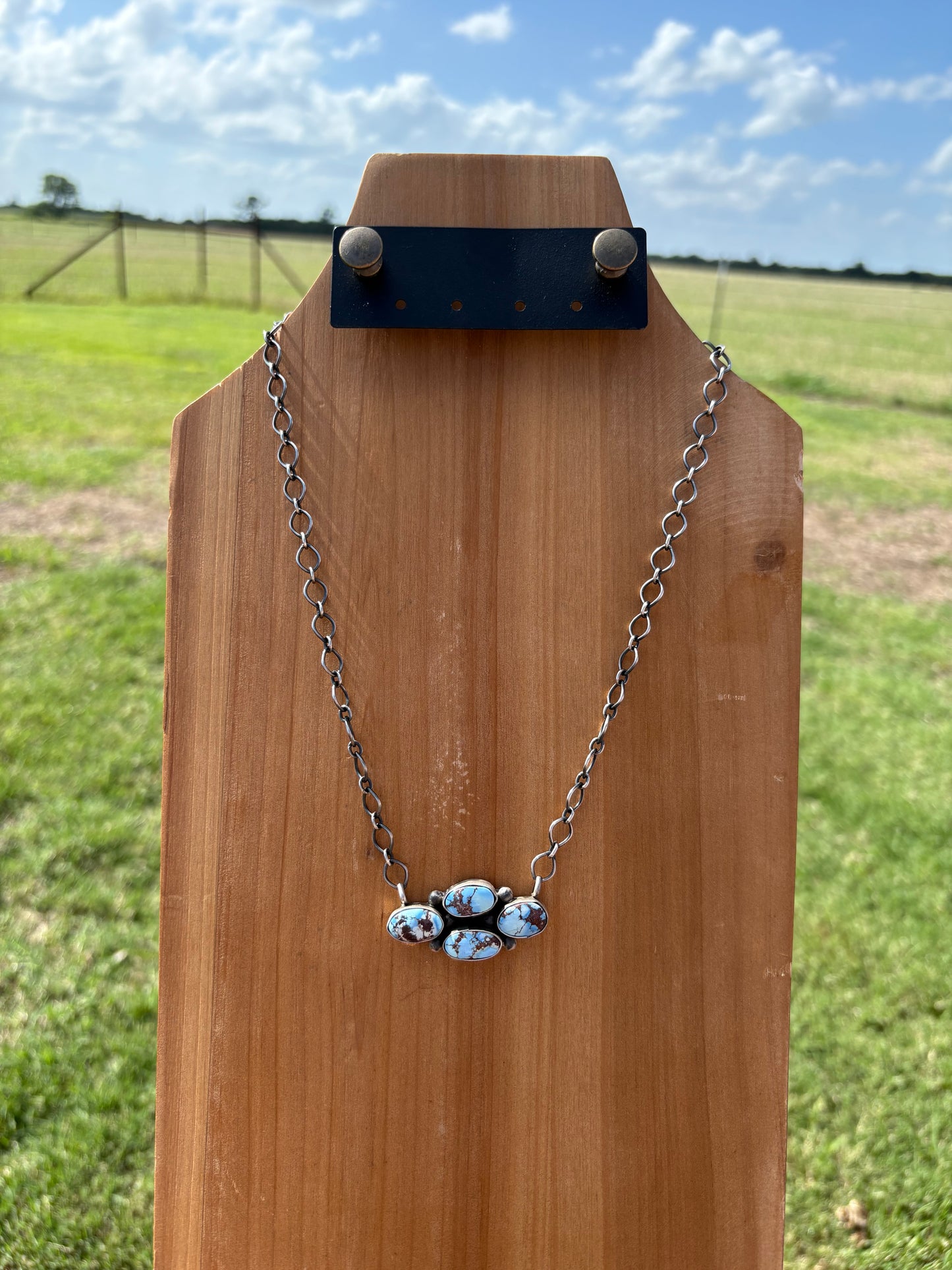 Golden Hills 4-Stone Cluster Necklace - 19"