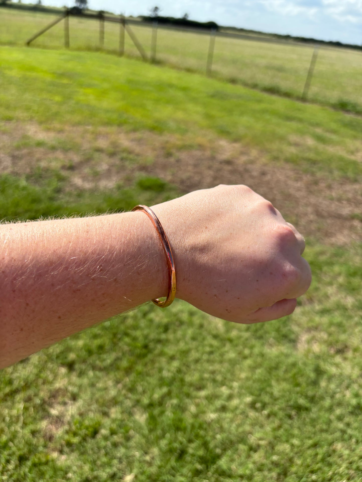 Copper Hammered Wire Men's Cuff