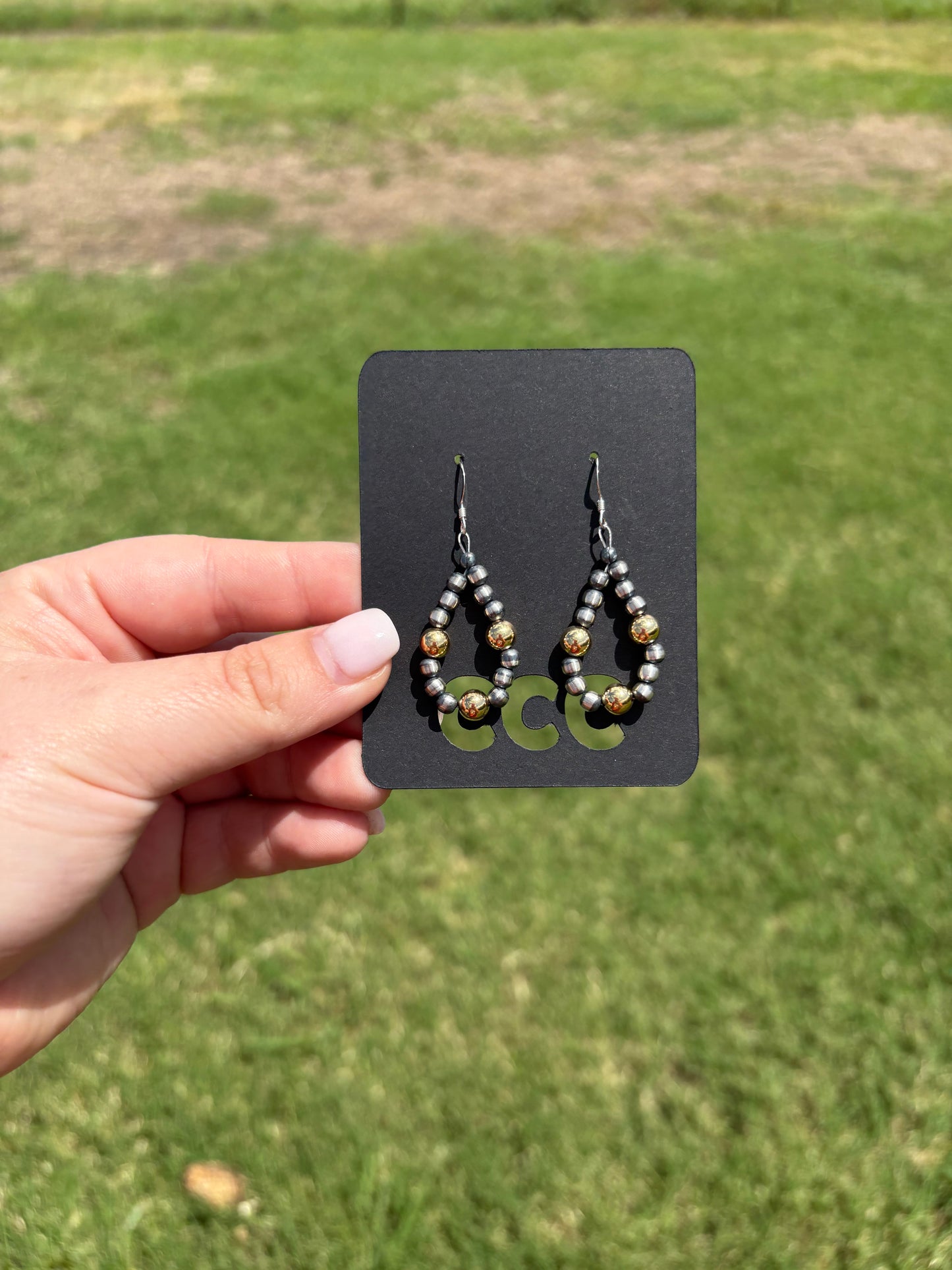 Mixed Metal Pearl Teardrop Dangle Earrings