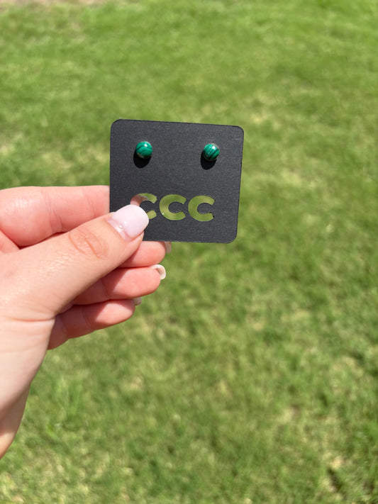 Green Malachite XS Inlayed Button Circle Earrings