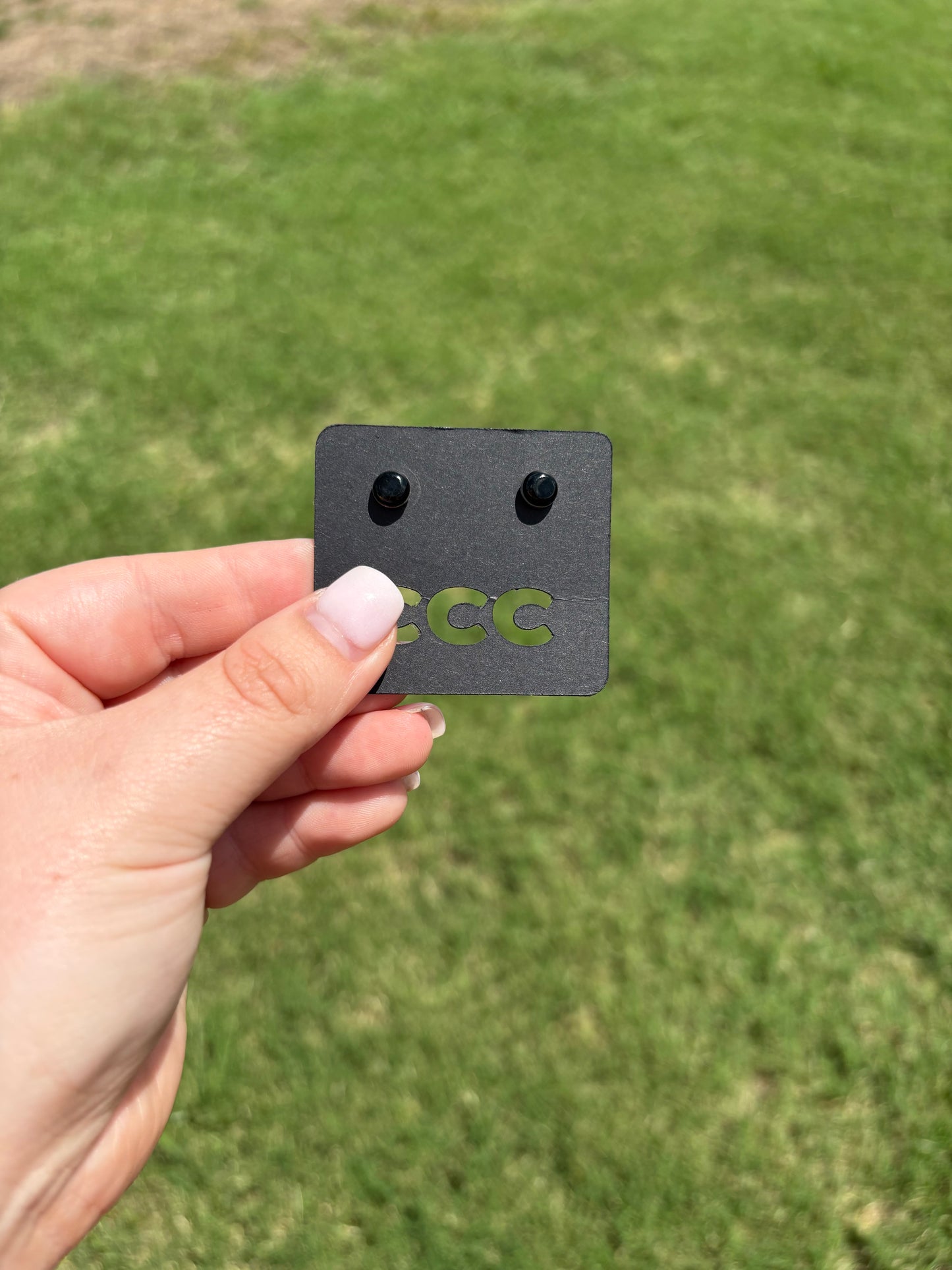 Black Onyx XS Inlayed Button Circle Earrings