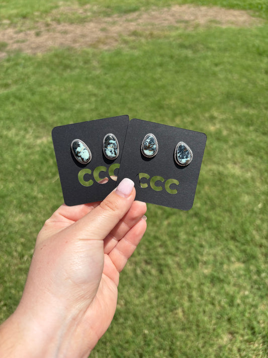 Blackjack Turquoise Medium Round Studs