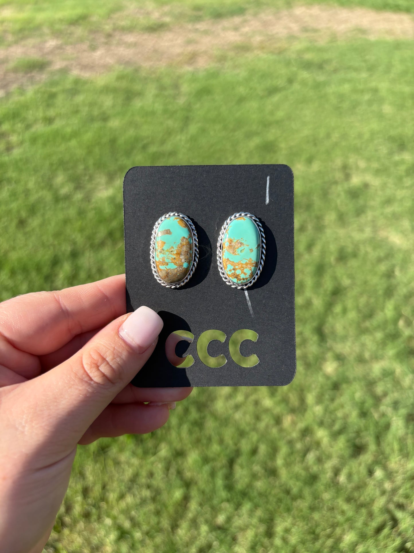 Royston Turquoise Medium Oval Studs