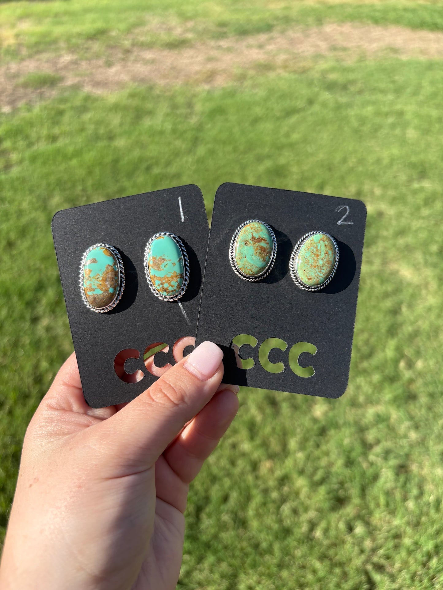 Royston Turquoise Medium Oval Studs