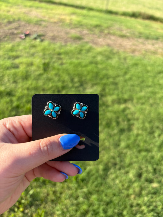 Turquoise 4-Stone Small Cluster Studs