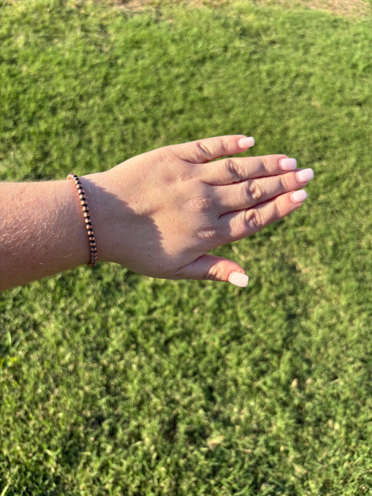 4mm Copper Pearl Bracelet