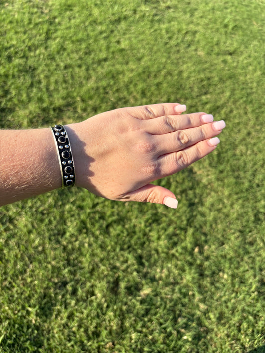 Black Onyx 5-Stone Antiqued Cuff