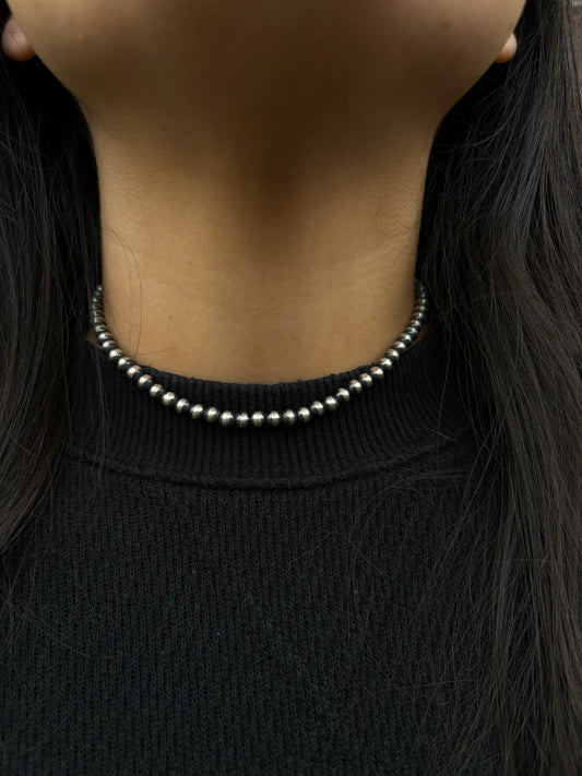 14" 5mm Sterling Silver Pearl Necklace