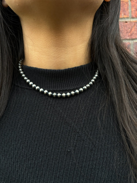 14" 6mm Sterling Silver Pearl Necklace