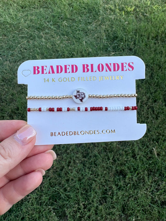BB Texas A&M Aggies Logo Sprinkle Bracelet Set