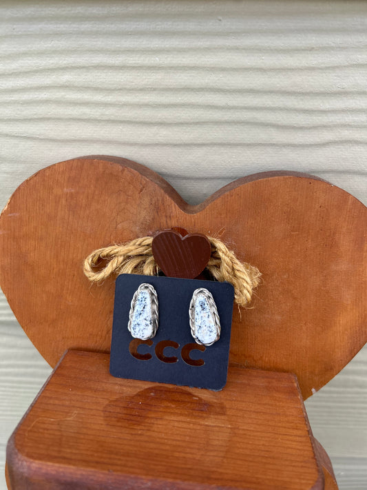 White Buffalo Teardrop Loose Rope Earrings