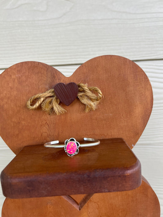 Pink Opal Oval Scroll Cuff