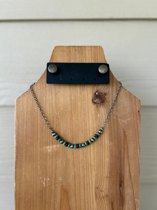 Multi-Stone Bead Bar on Chain - 18" - MULTIPLE