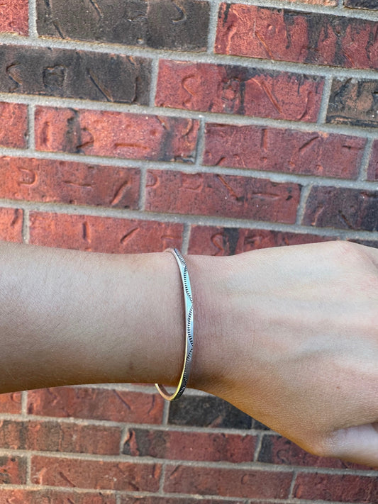 Dainty Silver Stamped Cuff