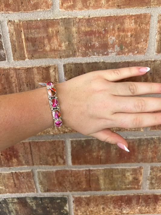 Pink Dahlia 5-Stone Cuff