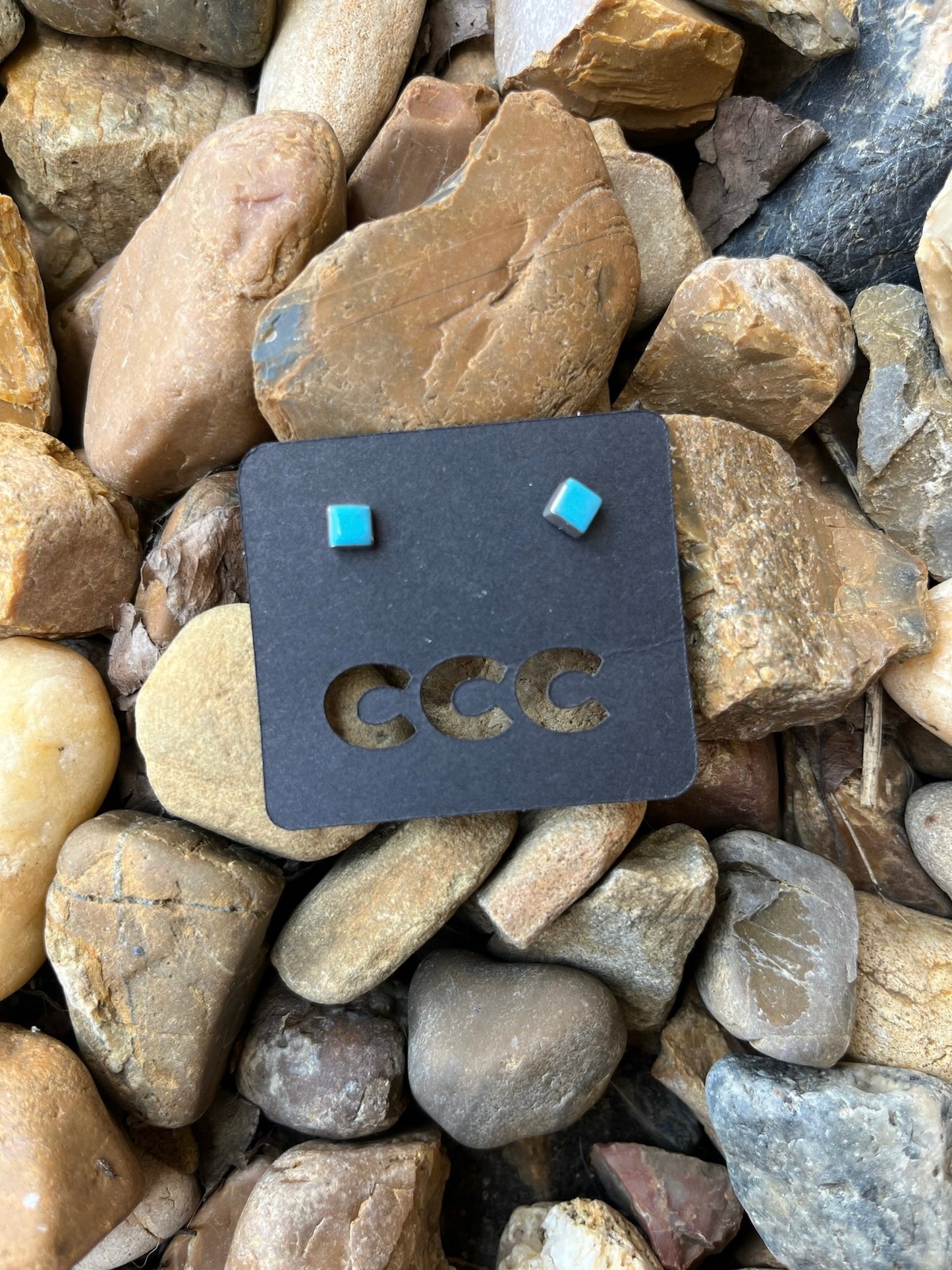 Turquoise Simple Square Studs - Small