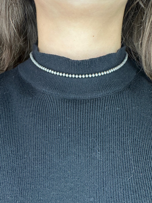 14" 4mm Sterling Silver Pearl Necklace