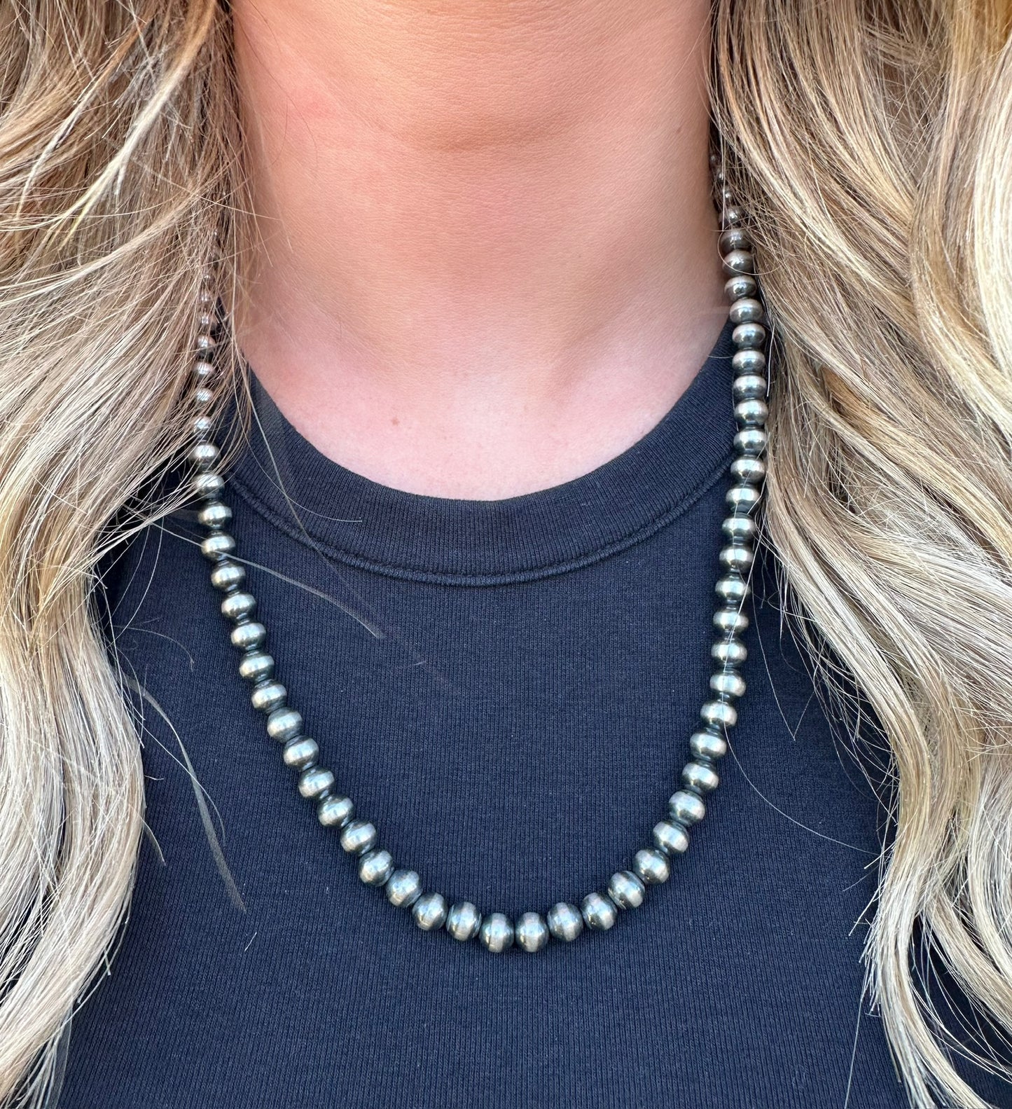 22" 7mm Sterling Silver Pearl Necklace