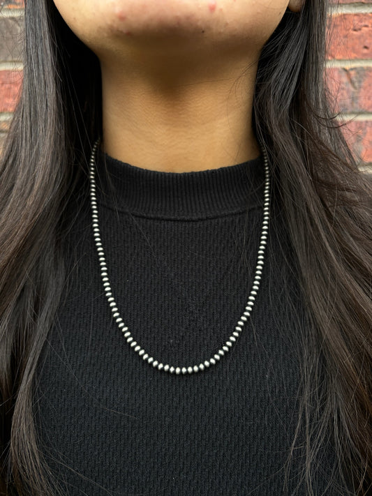 22" 4mm Sterling Silver Pearl Necklace