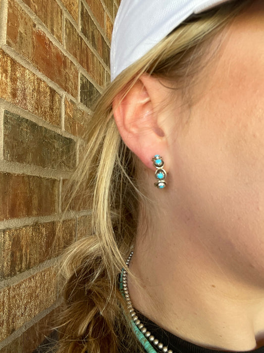 Turquoise 5-stone Hoops - Small