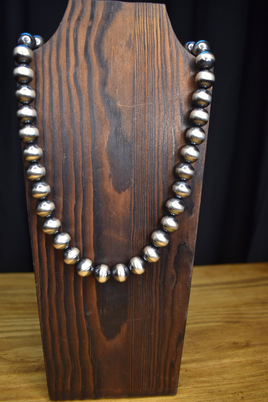 18" 12mm Sterling Silver Pearl Necklace